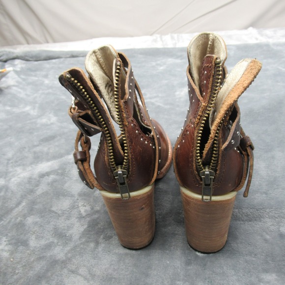 Freebird Womens‎ Boots 6 Rainbow Brown Western Studded Leather Ankle Booties - Picture 10 of 16